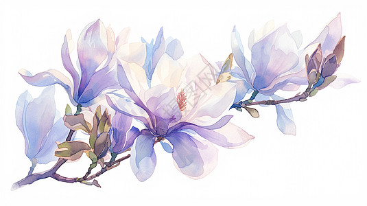 浅紫色背景手绘风浅紫色浪漫漂亮的花朵插画