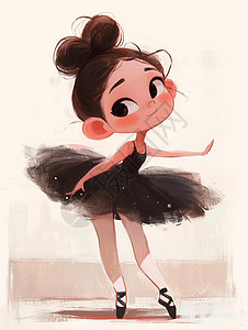 穿着黑色舞蹈裙跳舞的小女孩图片