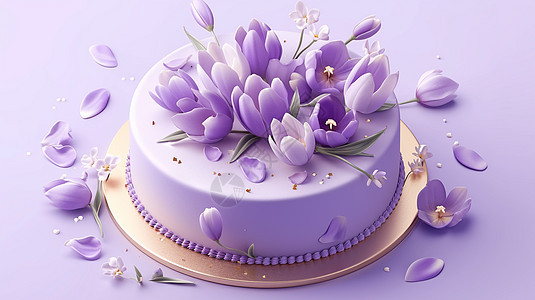 紫色美味的卡通蛋糕甜品图片