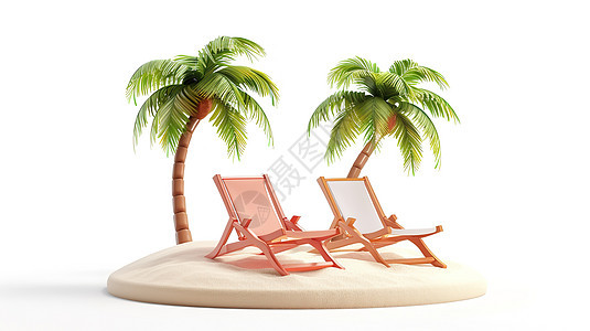 夏天椰子树躺椅图标图片