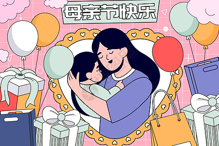 母亲节节日促销插画图片