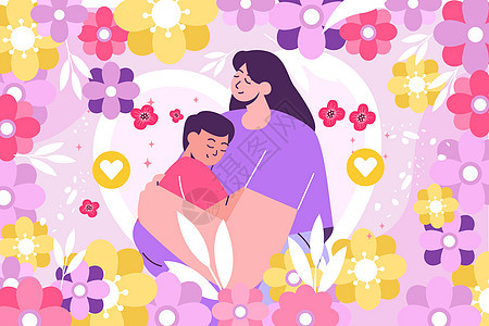 母亲节花环插画图片