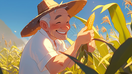 戴着草帽在田地间干农活的农民背景图片