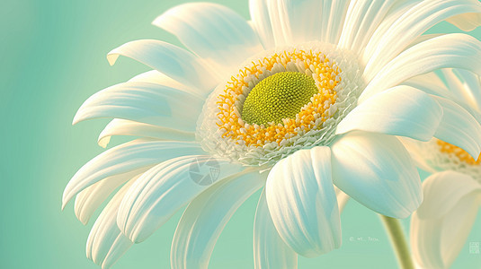 一朵盛开的白色卡通小雏菊背景图片
