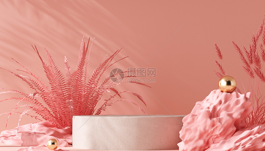立体花卉植物展台背景图片