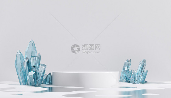 C4D夏日水晶展台背景图片