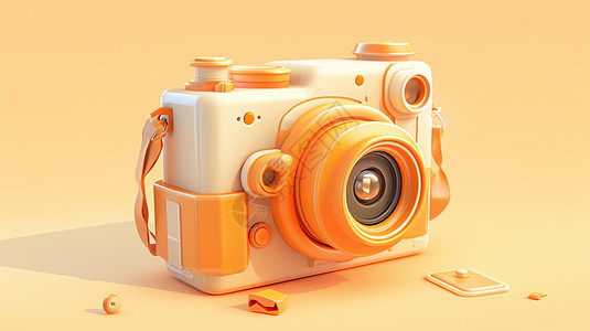 橙色照相机图片