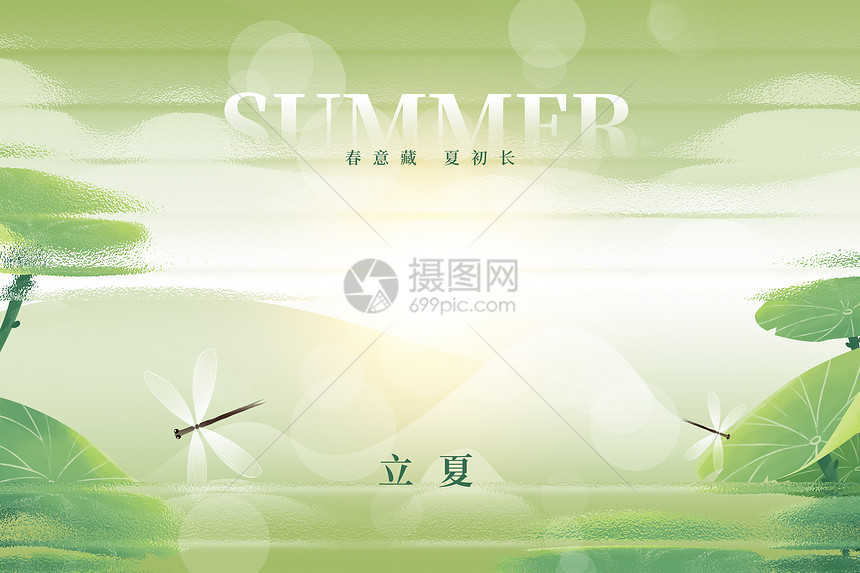 立夏创意大气绿色蜻蜓图片