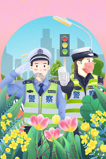 劳动节之致敬交警人员图片