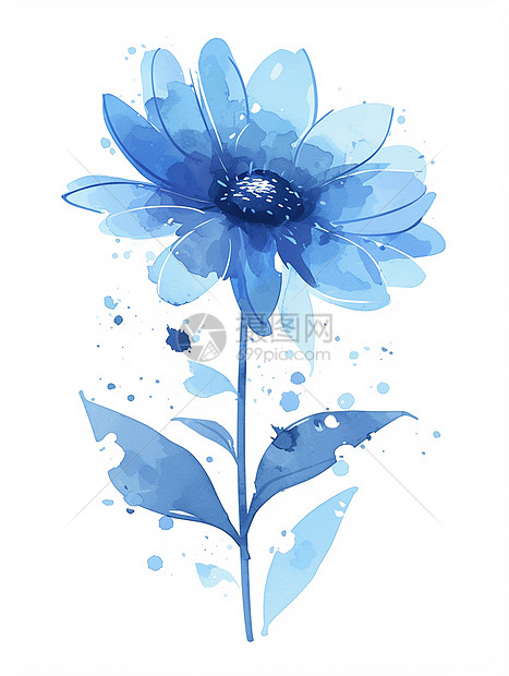 一枝蓝色漂亮的卡通花朵图片