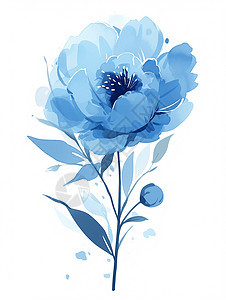 一枝蓝色清新的卡通花朵背景图片