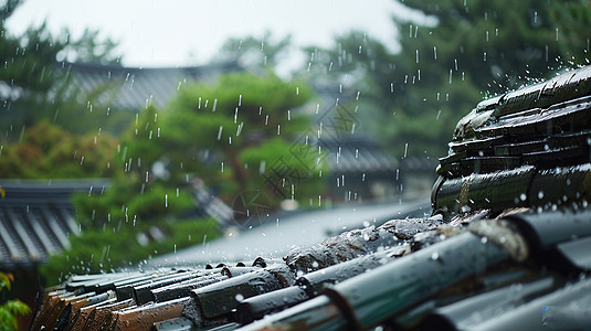 唯美的古风屋顶一角背景图片