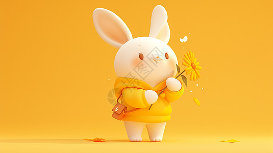 穿着黄色卫衣的可爱卡通兔子图片