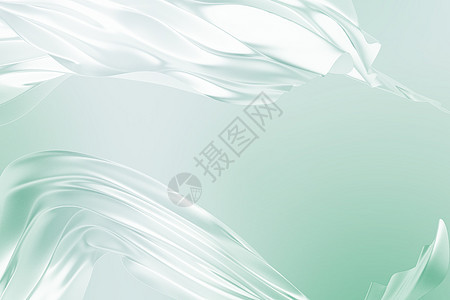 绿色透明丝绸纯净清透背景背景图片