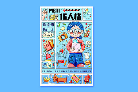 MBTI十六型人格之物流师ISTJ横版插画图片