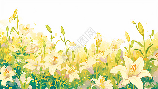 唯美漂亮的卡通百合花花朵背景高清图片