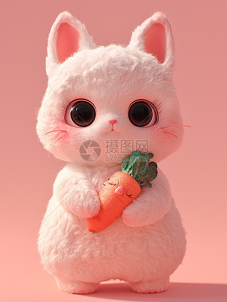 抱着胡萝卜的可爱卡通猫咪图片