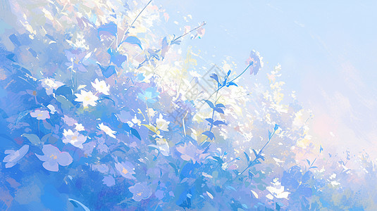蓝紫色的卡通花丛图片