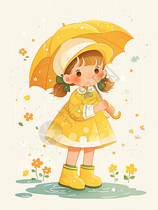卡通小女孩穿着花朵卡通小裙子图片