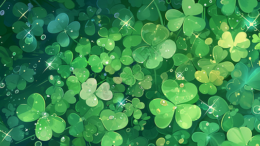 绿色清新唯美的卡通绿叶植物图片