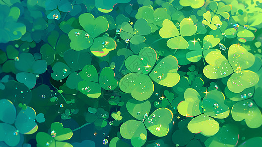 嫩绿色清新的卡通绿叶植物图片
