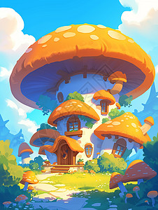 卡通蘑菇屋图片
