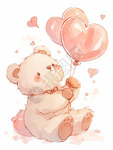 拿爱心气球的可爱卡通泰迪熊图片