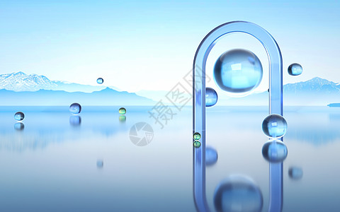 3d球体玻璃抽象场景图片