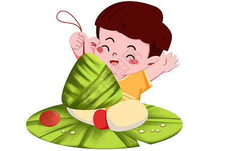 端午节男孩吃蜜枣粽子图片