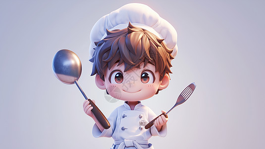 穿着厨师服装的可爱卡通男孩图片