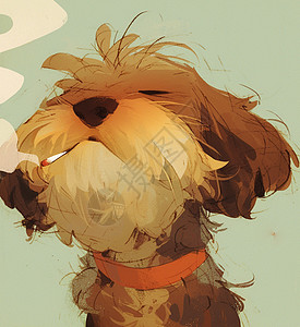 正在吸烟的可爱卡通小狗图片