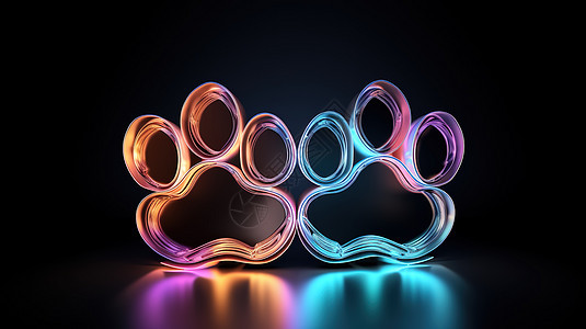 狗脚印3D发光图片