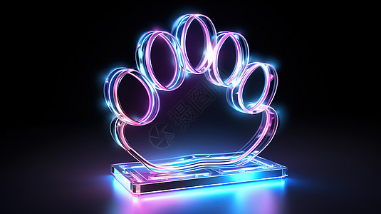 狗脚印发光3D图片