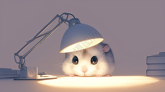 台灯下可爱的卡通小老鼠图片