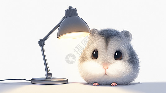 台灯下卡通小老鼠图片