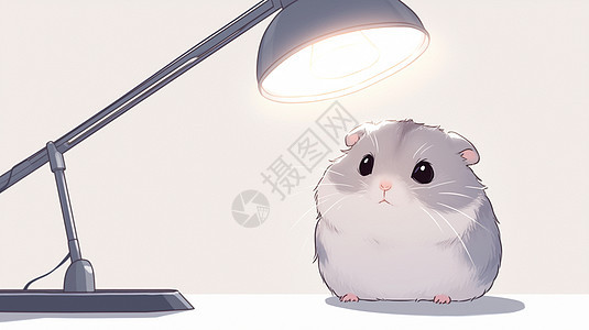 台灯下可爱的卡通老鼠图片