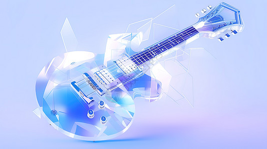 蓝色背景科技吉他蓝色科技图标插画