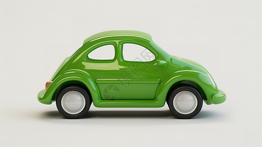 新能源汽车绿色复古小汽车图标插画