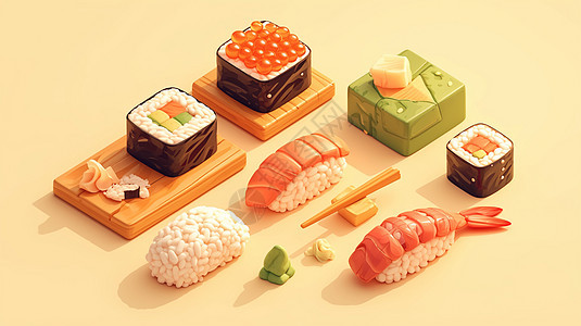 美味诱人的卡通寿司日式美食图片