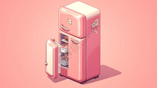 粉色立体简约可爱的卡通小冰箱图片