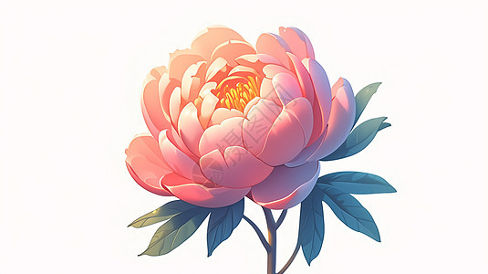 粉色大朵盛开的卡通牡丹花图片