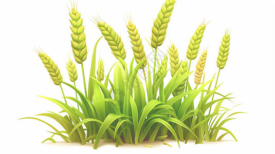一簇绿色丰收的卡通麦子图片
