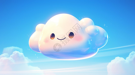 微笑天空天上可爱的卡通云朵插画