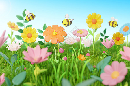 在花丛中的蜜蜂图片