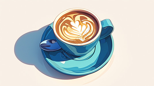 漂亮的咖啡拉花一杯美味的卡通咖啡插画