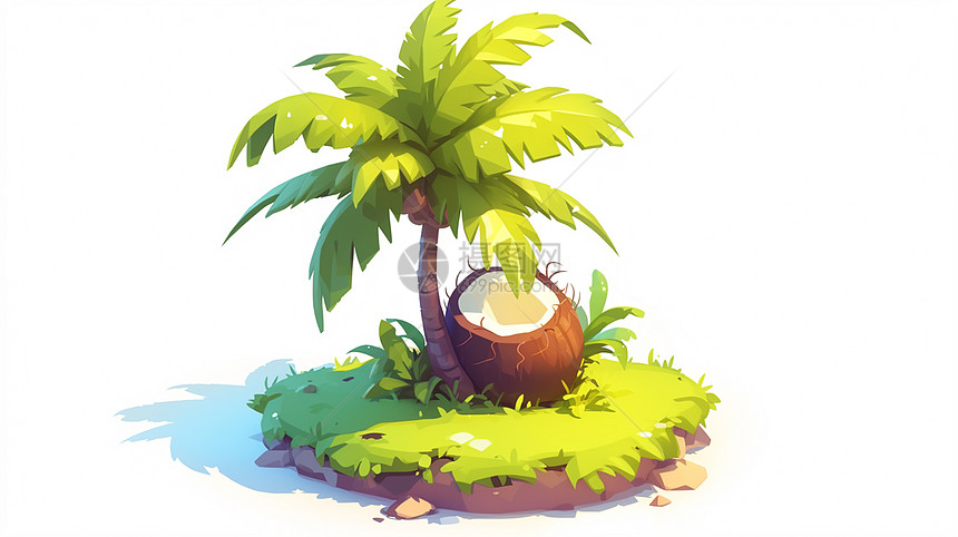 清新的卡通椰子树图片