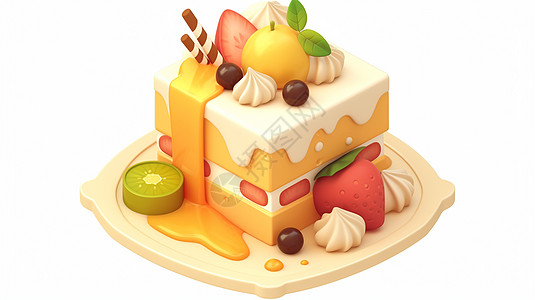 美味水果美味的卡通蛋糕插画