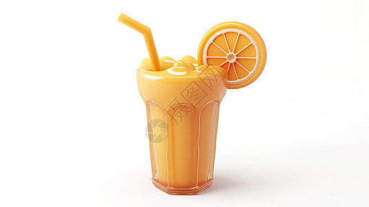 一杯橙子汁3D图标图片