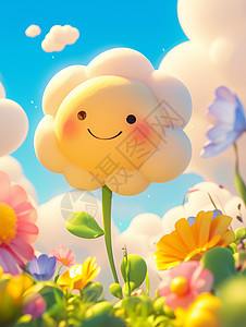 软萌微笑可爱的卡通小花图片