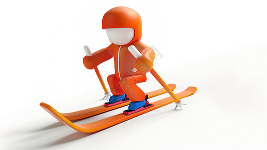 双人滑雪滑雪动作3D立体插画